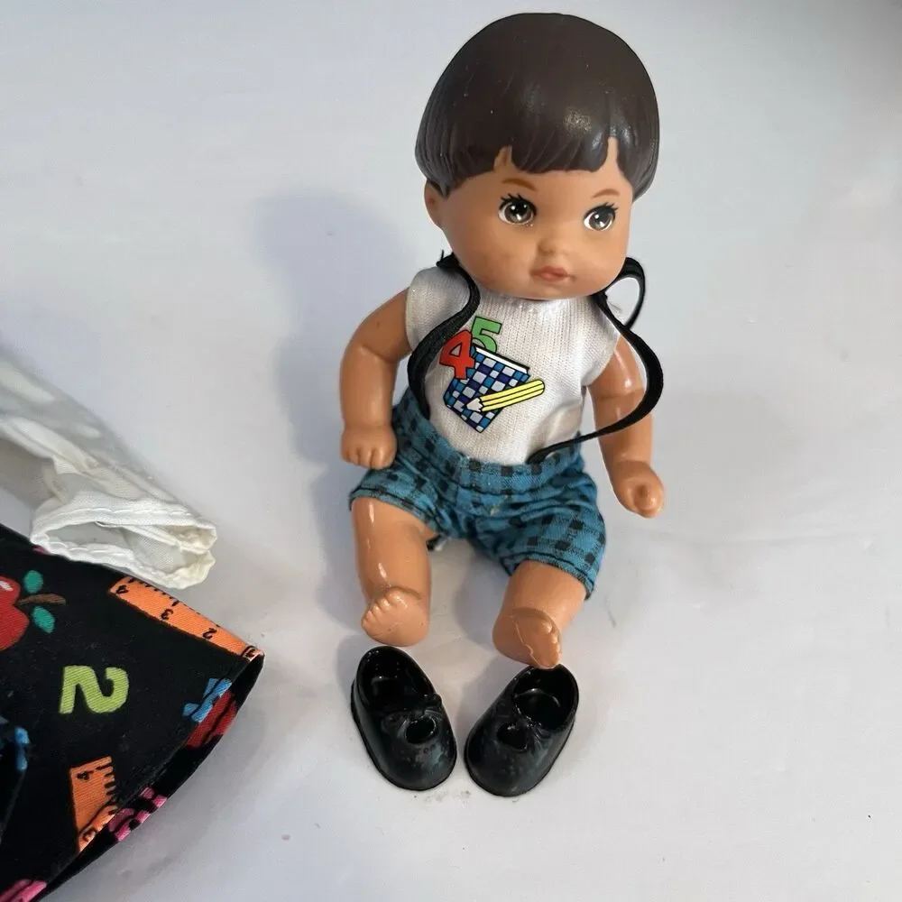 Barbie Teacher Accessories Lot Dress, Dark Hair Boy, Teaching Tools 1995 Mattel